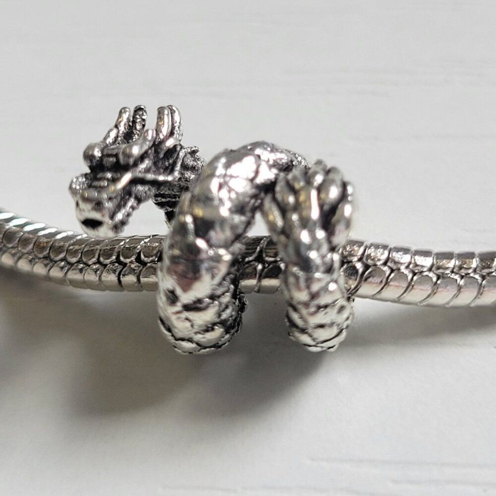 New! For Pandora Charm Bracelet Sea Serpent Snake Silver Color Wrap Around Charm